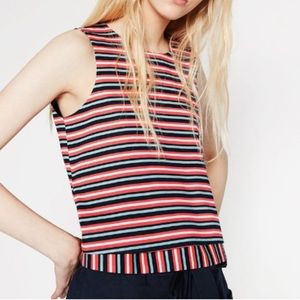Zara Trafaluc Collection Striped Cropped Tank Top Sz XS